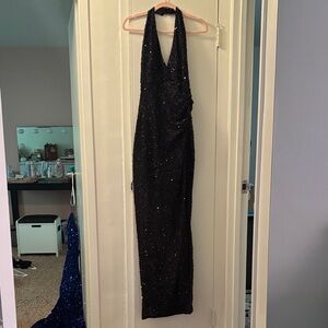 Elegant Black Halter Dress